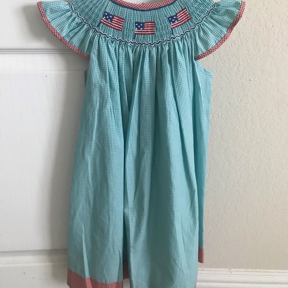EUC- Flag Smocked Dress
